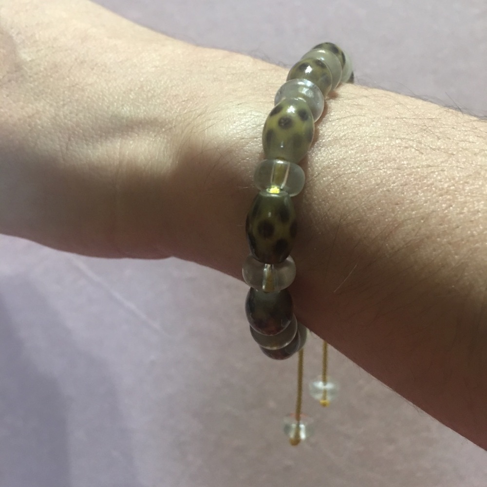 Glass Tortoise Pattern Pull-string Bracelet